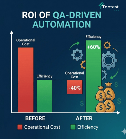 Graph showing 40% reduction in operational costs after implementing QA-driven BPA