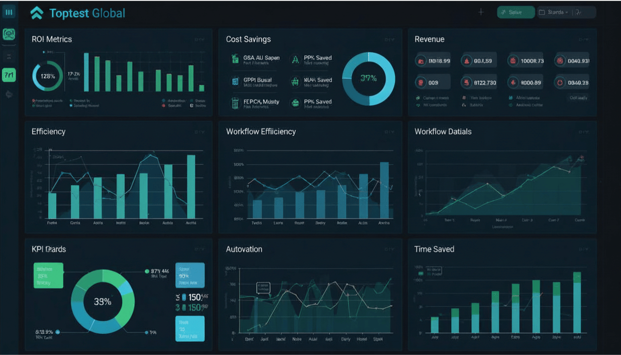 Dashboard showing business process automation ROI and efficiency gains