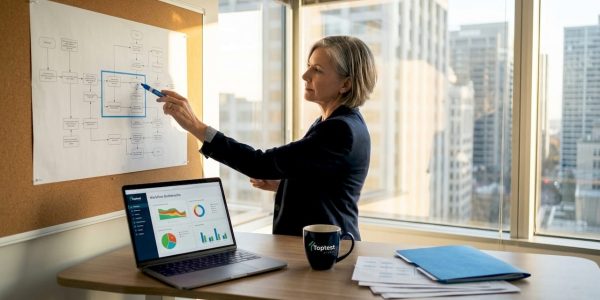 Project manager audits enterprise workflow map
